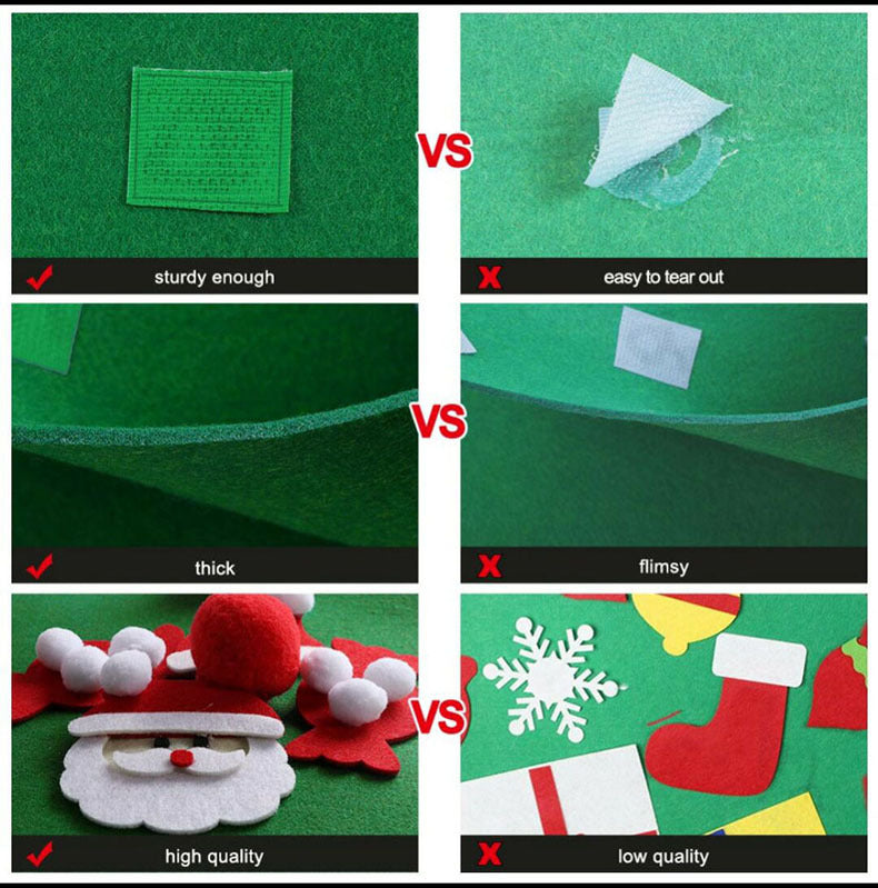 Comparison of two types of felt, highlighting differences in durability, thickness, and quality. The left side shows sturdier, thicker, high-quality felt with better visual items.