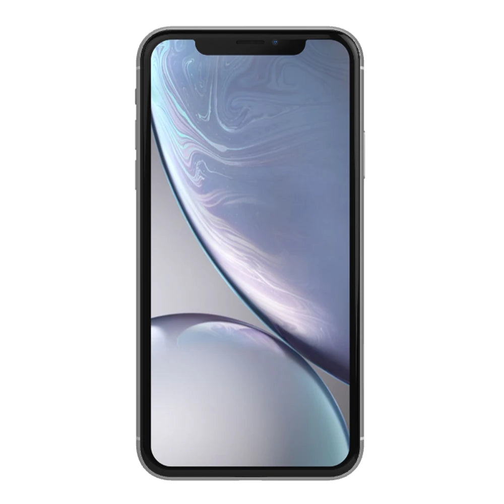 Smartphone with a large screen, featuring a pastel abstract swirl wallpaper. The device has a black frame and a notch at the top for the front camera and sensors.