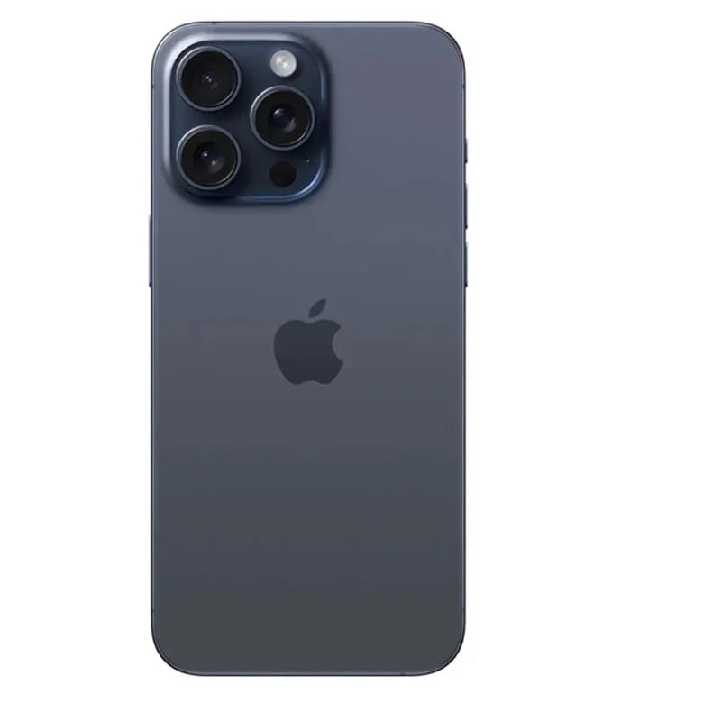 Dark gray smartphone with a sleek design, featuring a triple-lens camera and flash on the top left. The Apple logo is centered on the back.