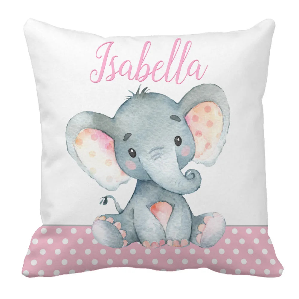 Custom Name Pink Elephant Crib Bedding Set