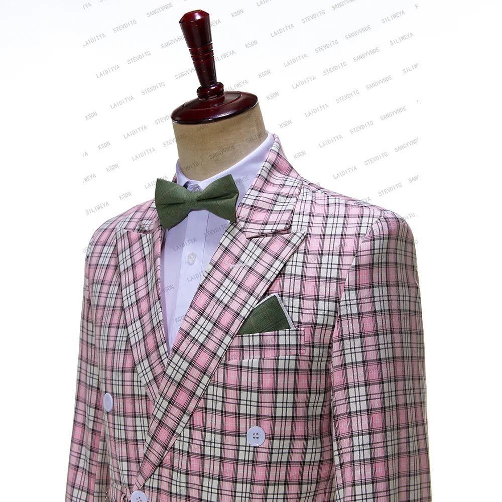 Custom Pink Men's Slim Fit Wedding Blazer Set