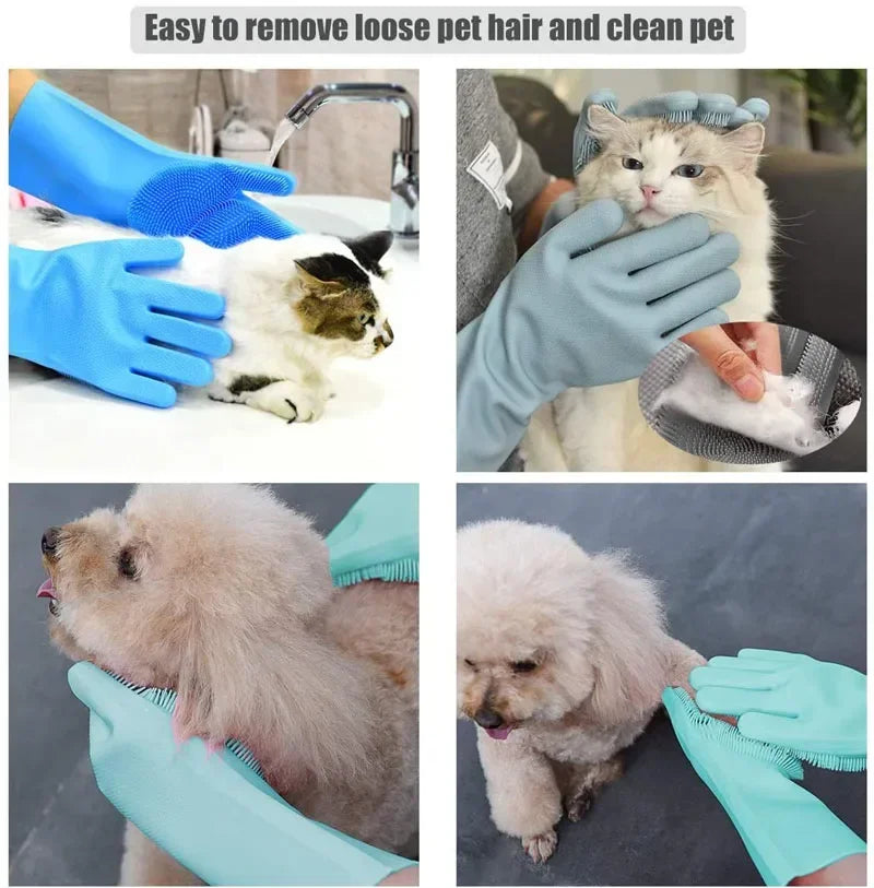 Pet Bath Brush Massage Gloves