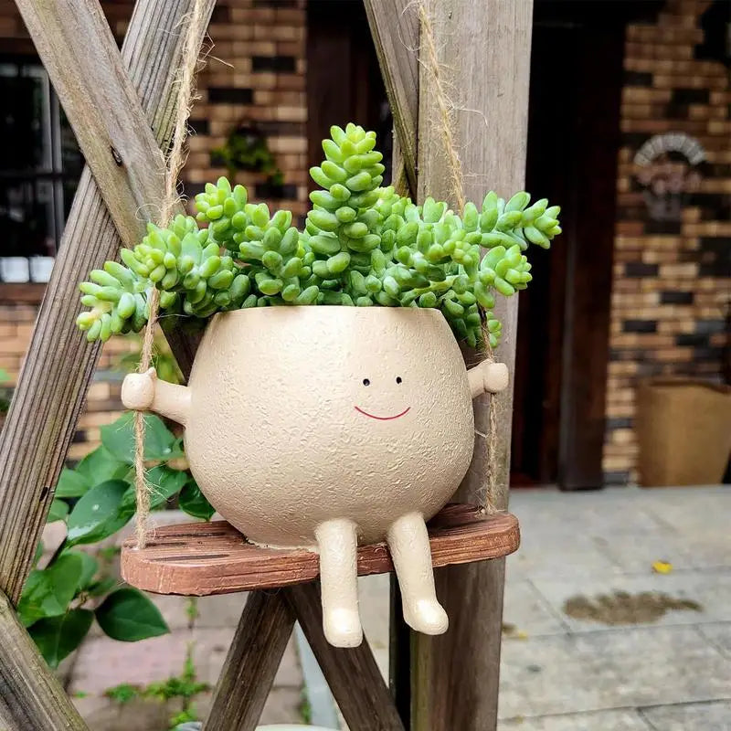 Swing Face Planter Pot - Unique Cartoon Design