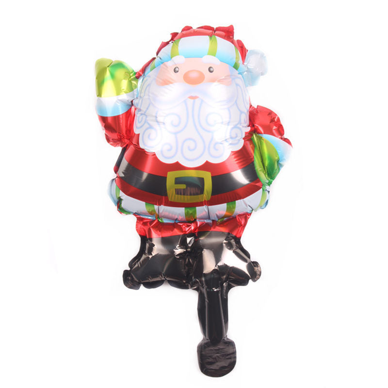 A festive foil balloon shaped like Santa Claus, featuring a jolly face, white beard, and colorful red, green, and black outfit, perfect for holiday celebrations.