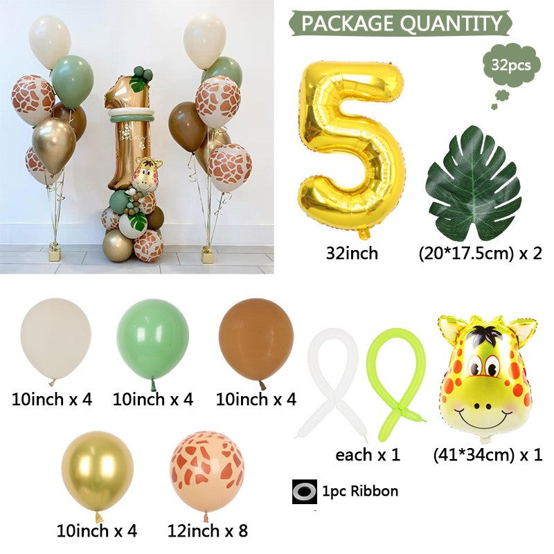 Jungle Animal Birthday Balloon Set