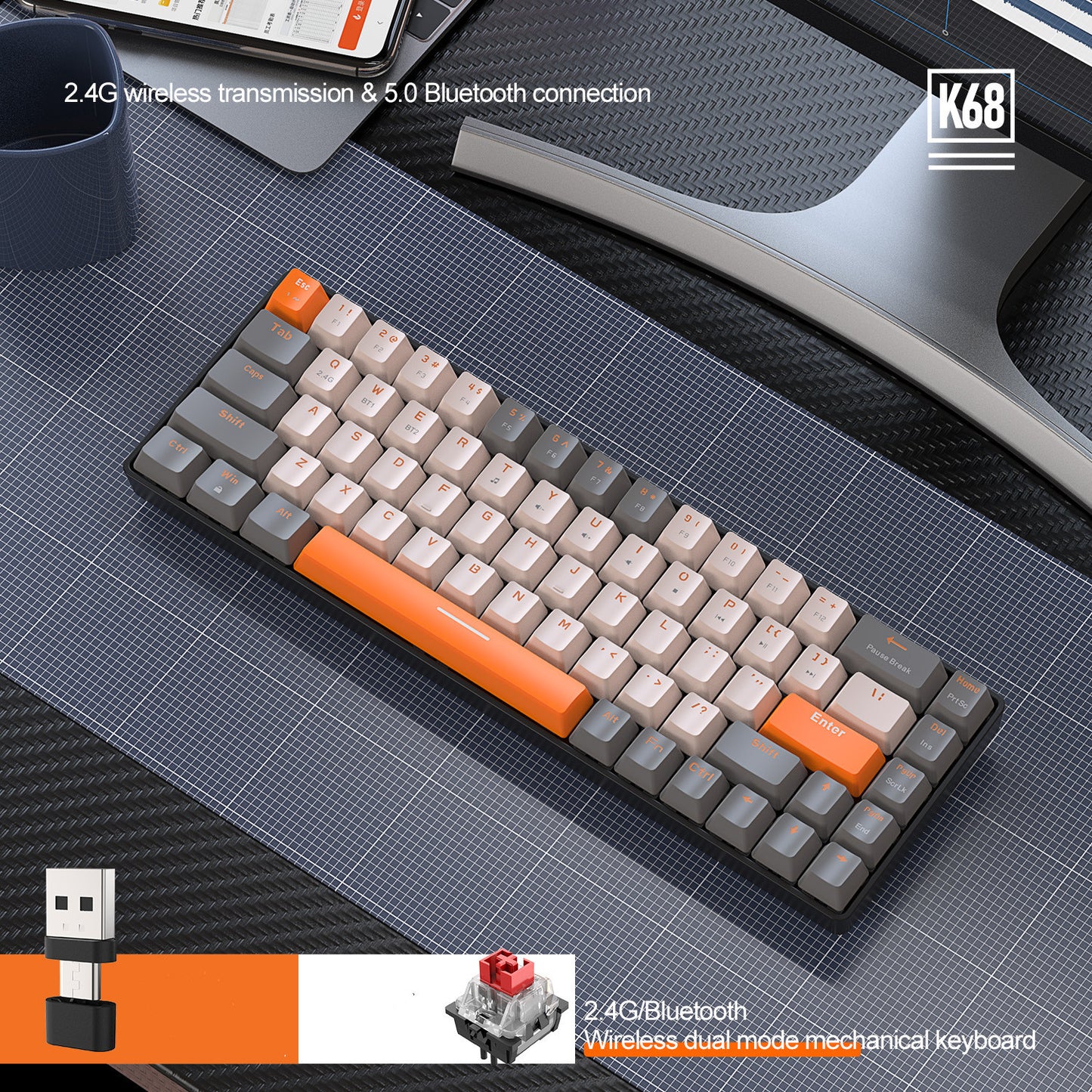 Freewolf K68 Hot Plug Mechanical Keyboard