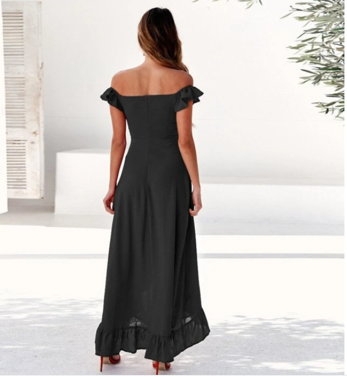 Ruffle Long Dress - Women's Street Style