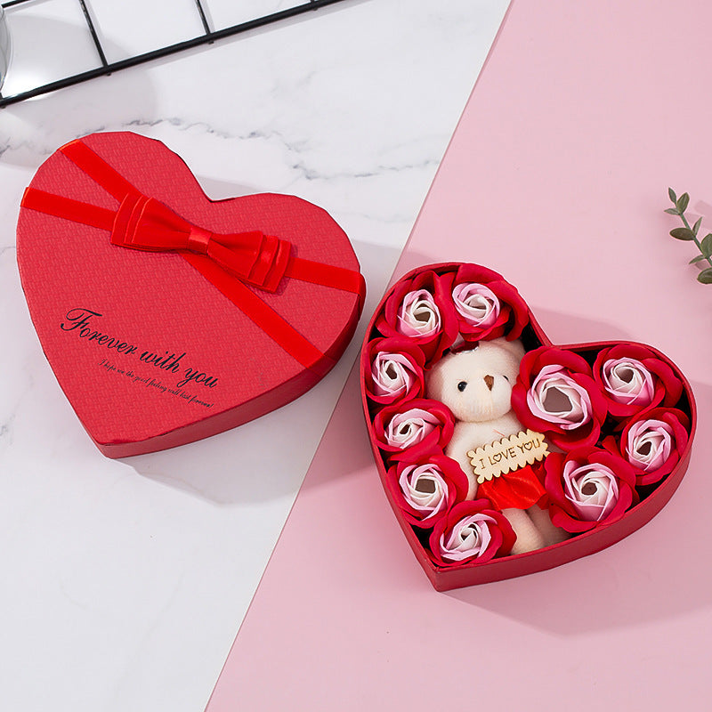 Heart-Shaped Rose Red Gift Box