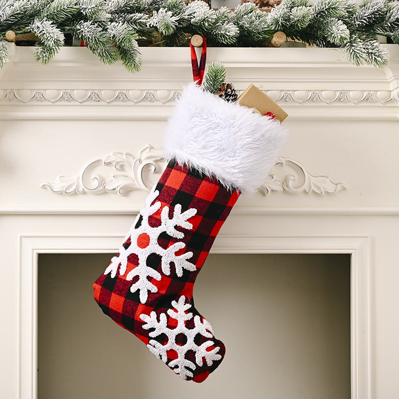 Red Plaid Christmas Stockings Pendant