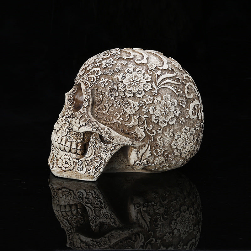 Creative Resin Skull Sculpture - 20x16x135cm