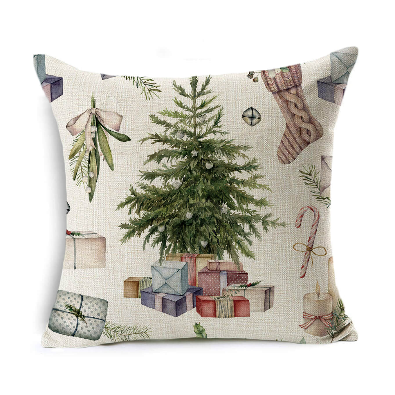 Christmas Linen Wreath Pillowcase