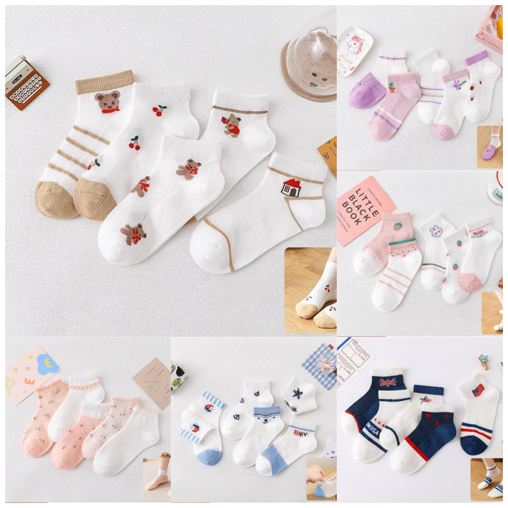 Kids' Breathable Cotton Short Socks