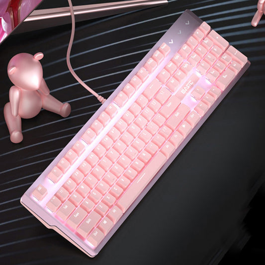 Pink Mechanical Keyboard & Mouse Set