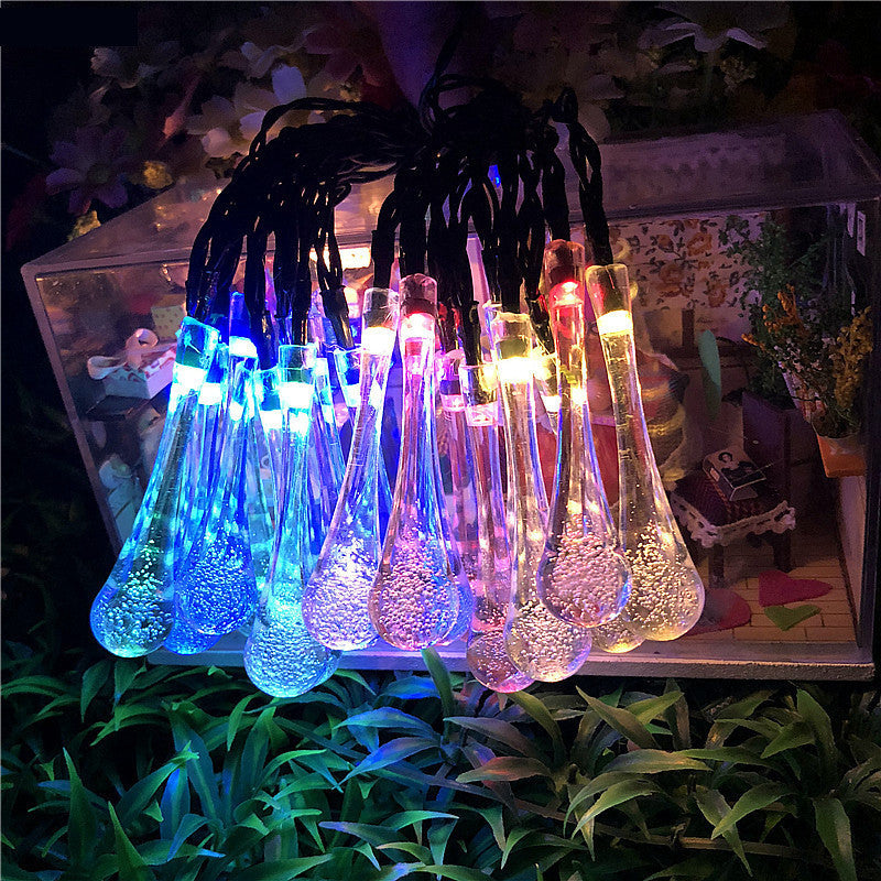 LED Outdoor Water Drops Solar String Lights