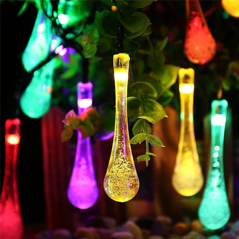 LED Outdoor Water Drops Solar String Lights