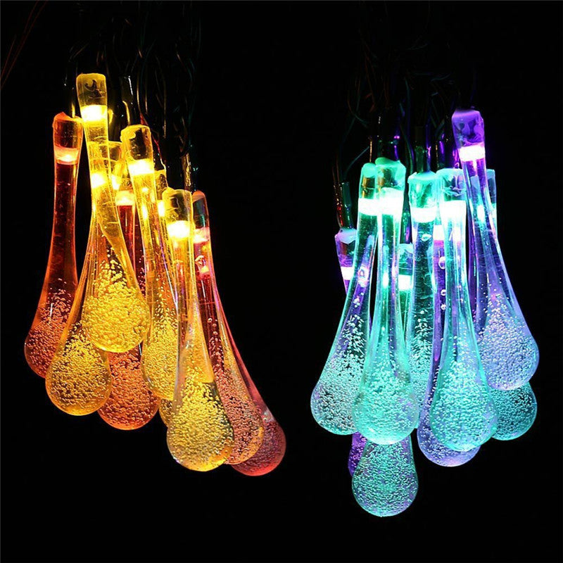 LED Outdoor Water Drops Solar String Lights