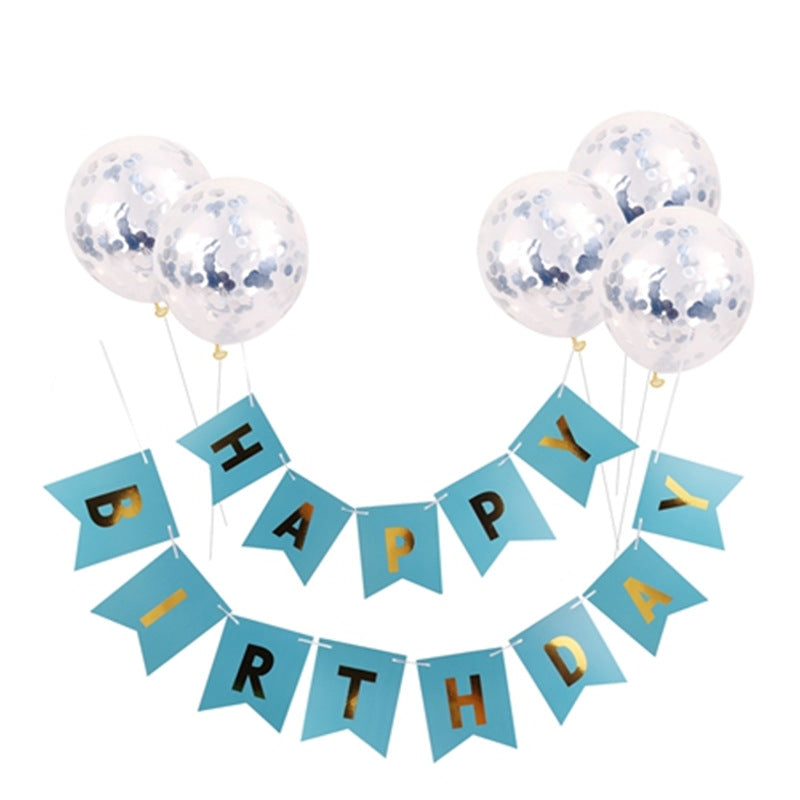 Rose Gold Happy Birthday Banner & Balloons