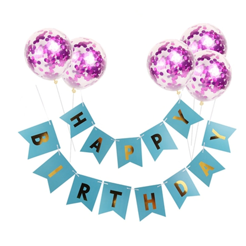 Rose Gold Happy Birthday Banner & Balloons