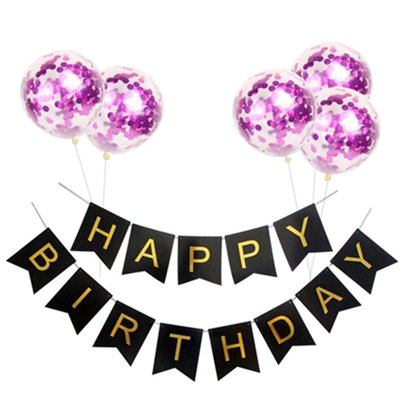 Rose Gold Happy Birthday Banner & Balloons