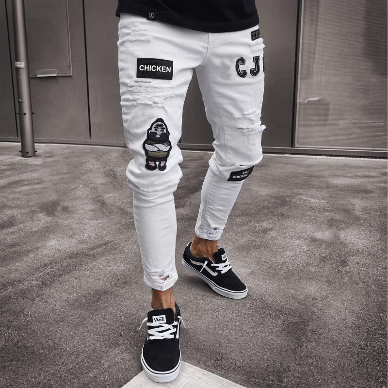 High-End White Denim Men's Jeans