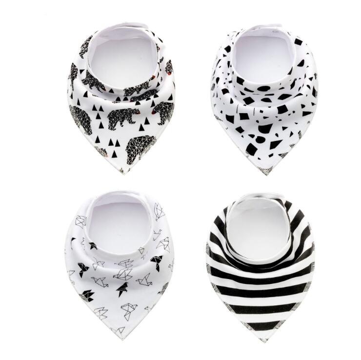 4Pcs Baby Bibs Set - Arrow Wave Triangle Print