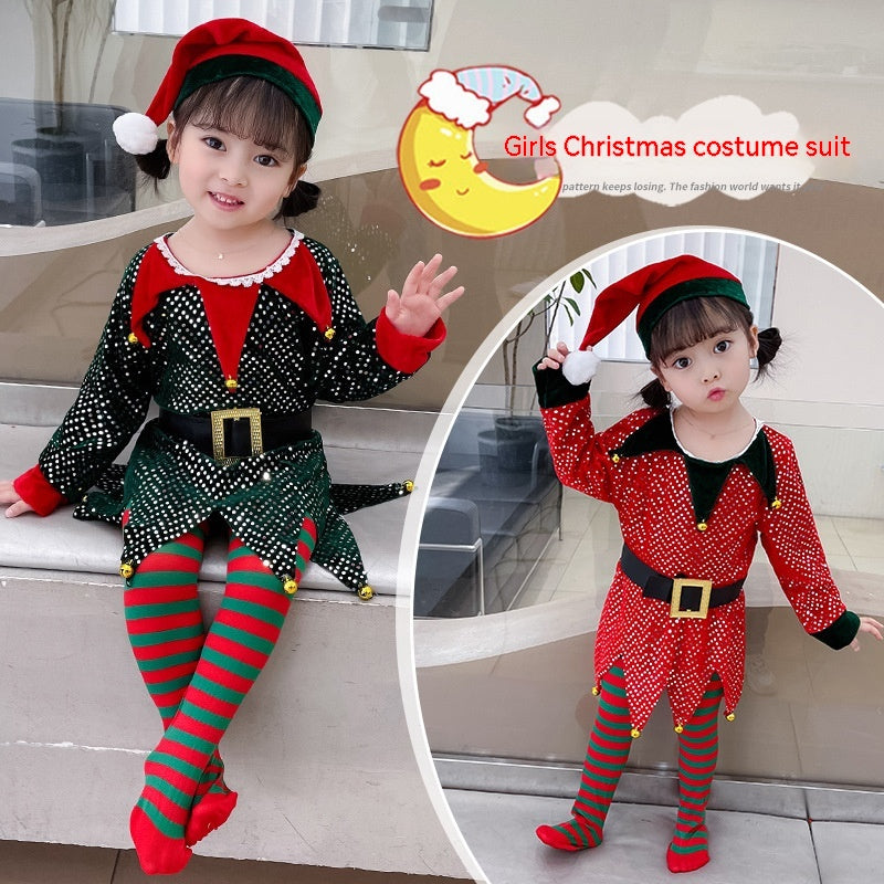 Girls Elf Christmas Costume