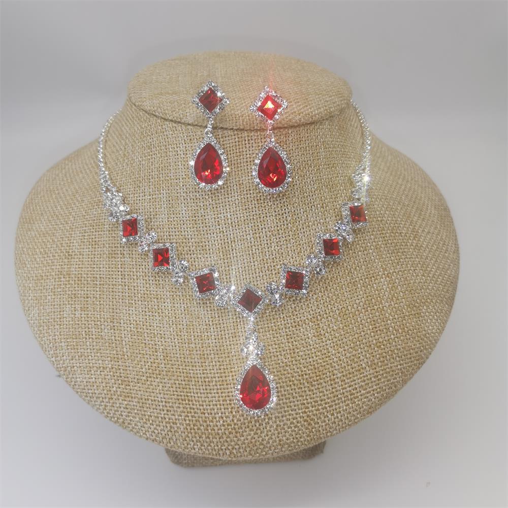 Vintage Rhinestone Necklace & Earrings Set