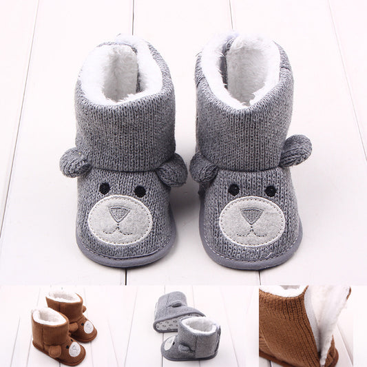 Gray Brown Toddler Cloth Velcro Shoes