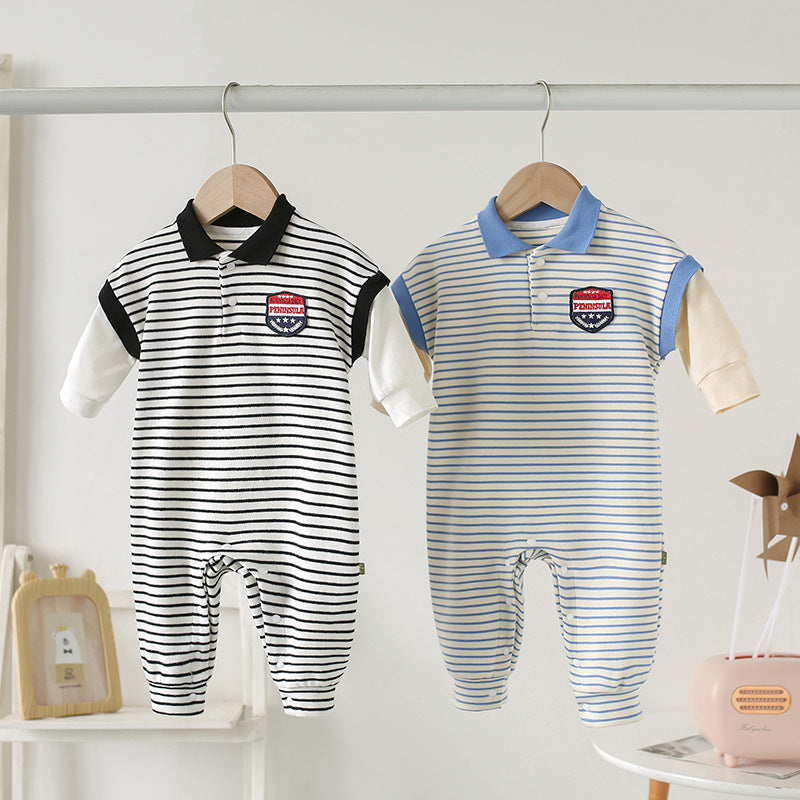 Blue Black Striped Baby Onesies