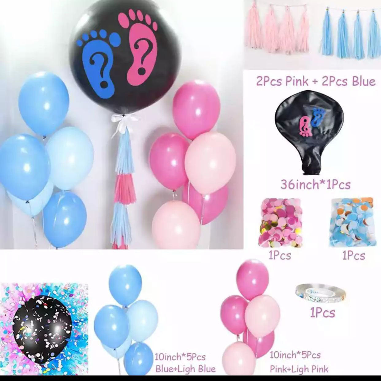 Gender Reveal Confetti Balloon Set