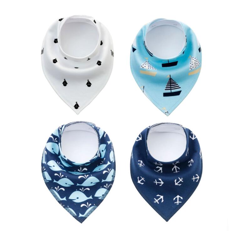 4Pcs Baby Bibs Set - Arrow Wave Triangle Print