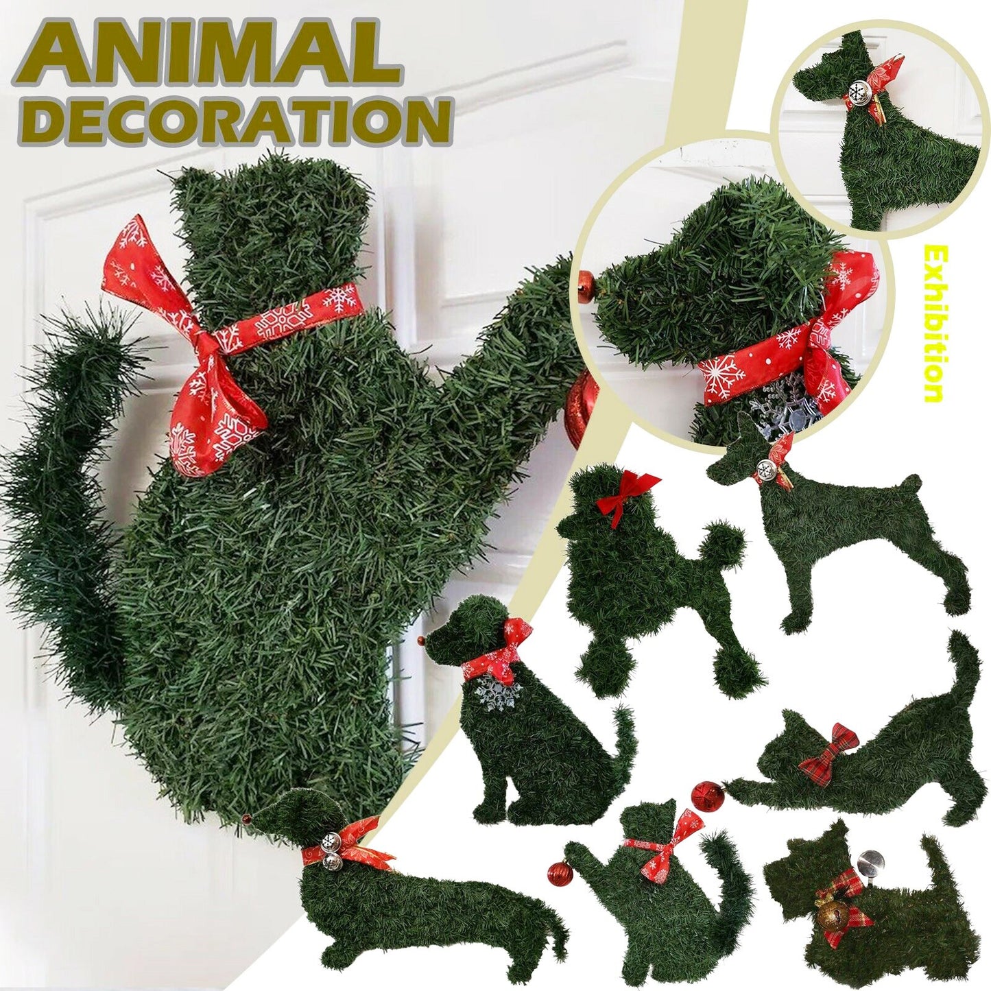 Holiday Pets Straw Wreath Door Hanging