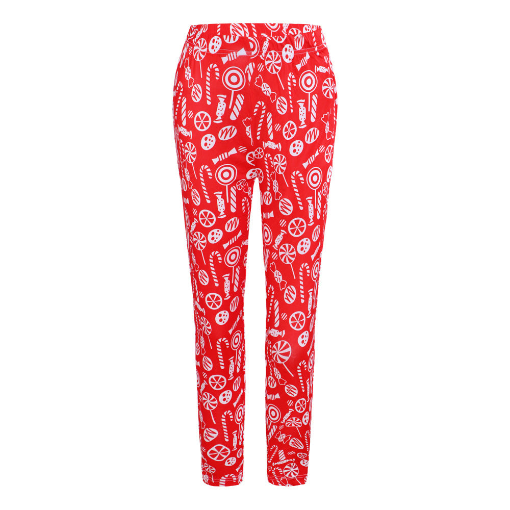 Christmas Costume Slim-fit Printed Trousers