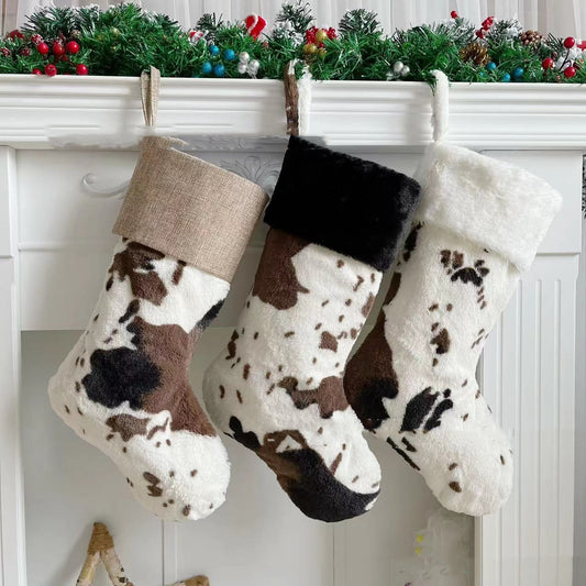 20-inch Plush Christmas Stockings - Cow Pattern