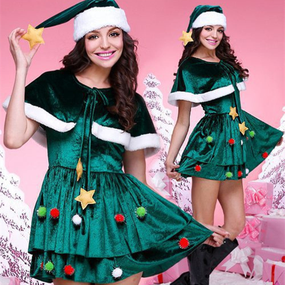 Festive Green Christmas Tree Dress