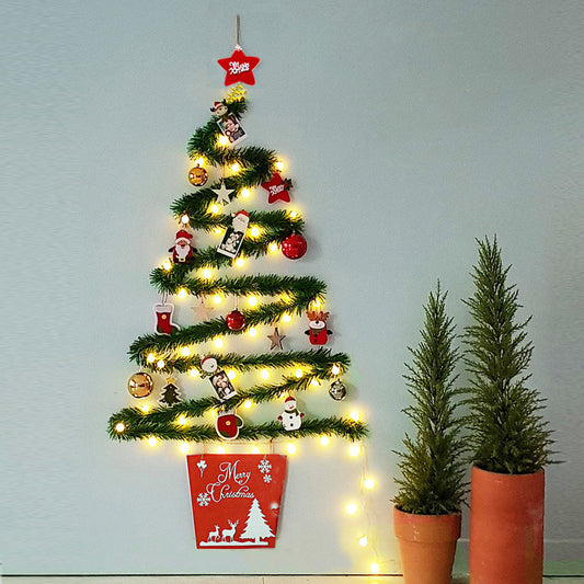 DIY Green Rattan Wall Tree with Lights