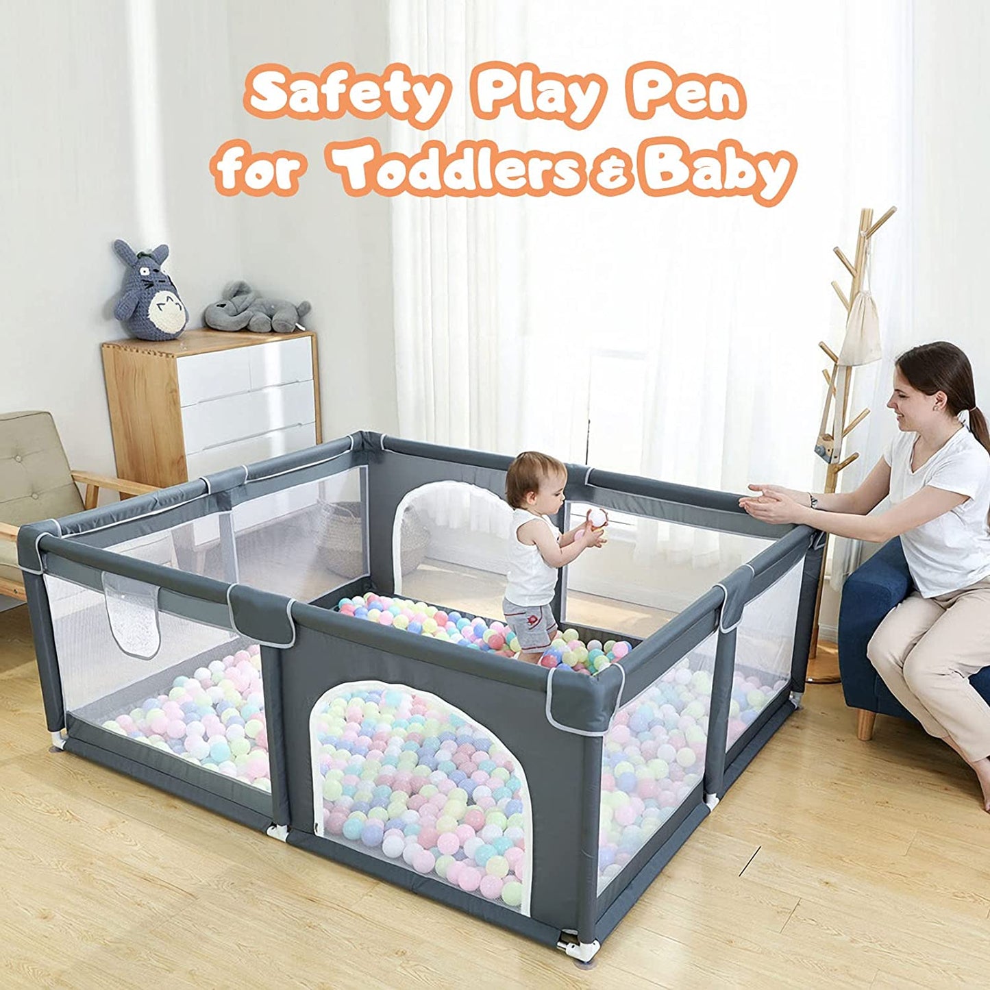 Large Baby Playpen, Extra Safe Indoor & Outdoor Activity Center