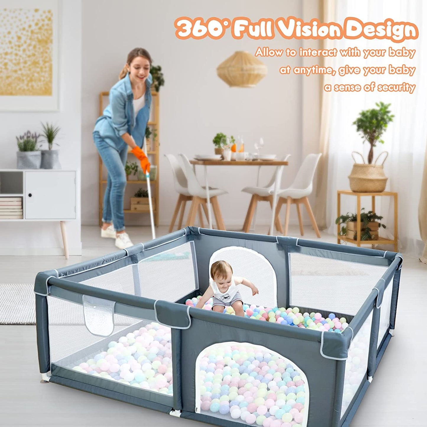 Large Baby Playpen, Extra Safe Indoor & Outdoor Activity Center