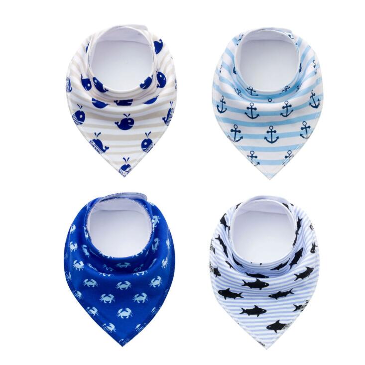 4Pcs Baby Bibs Set - Arrow Wave Triangle Print