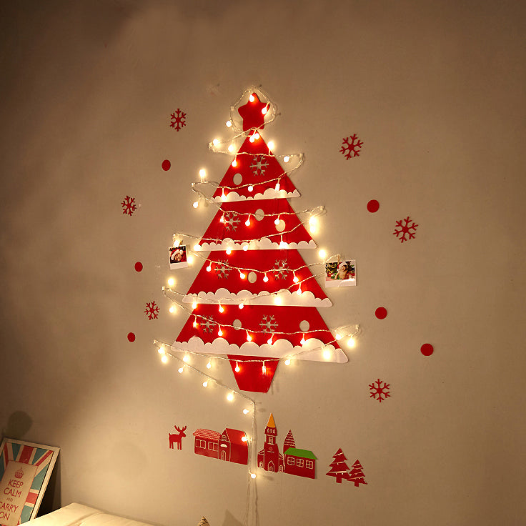 DIY Green Rattan Wall Tree with Lights