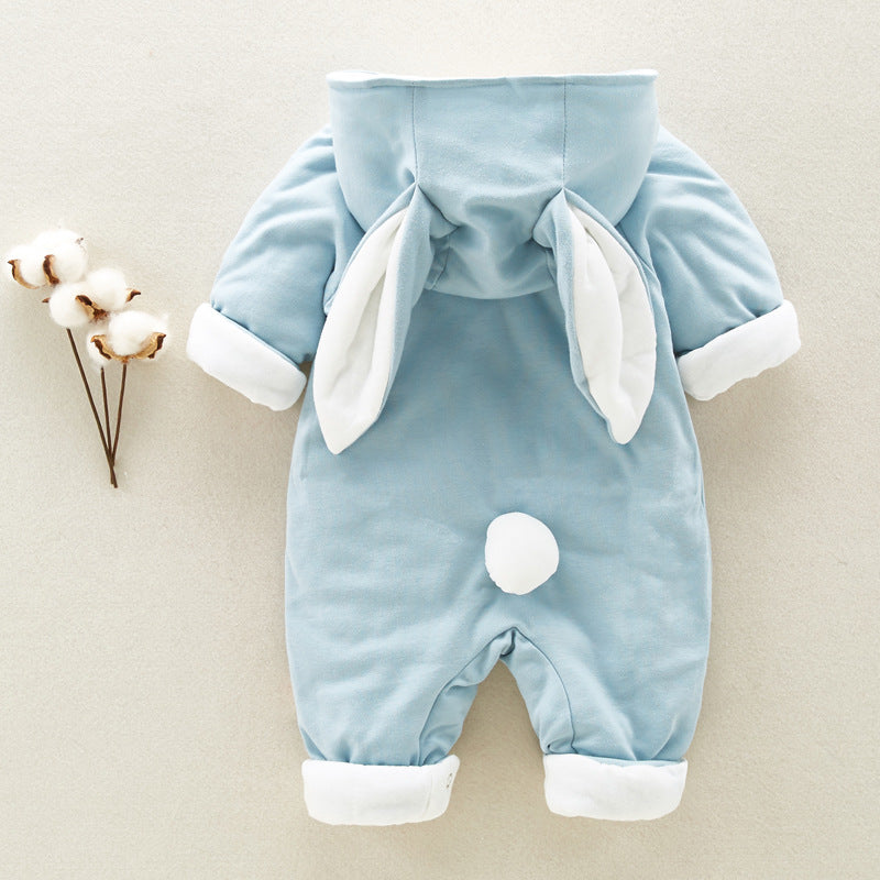 Thick Chinchilla Hooded Baby Romper