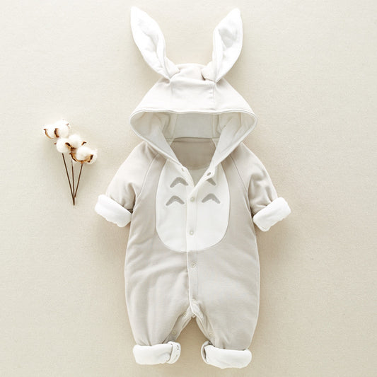 Thick Chinchilla Hooded Baby Romper