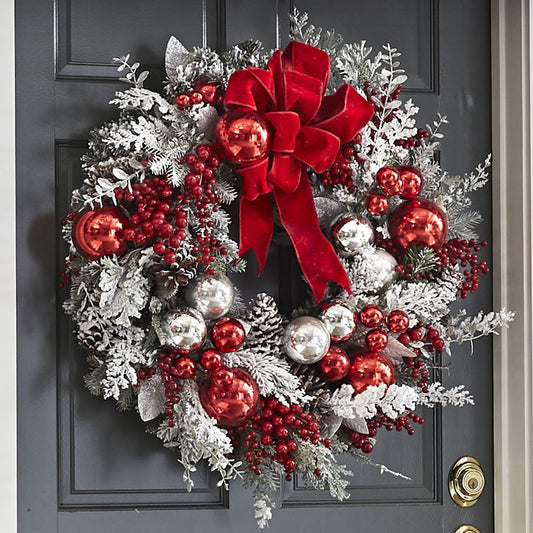 Premium Red Flocking Christmas Wreath