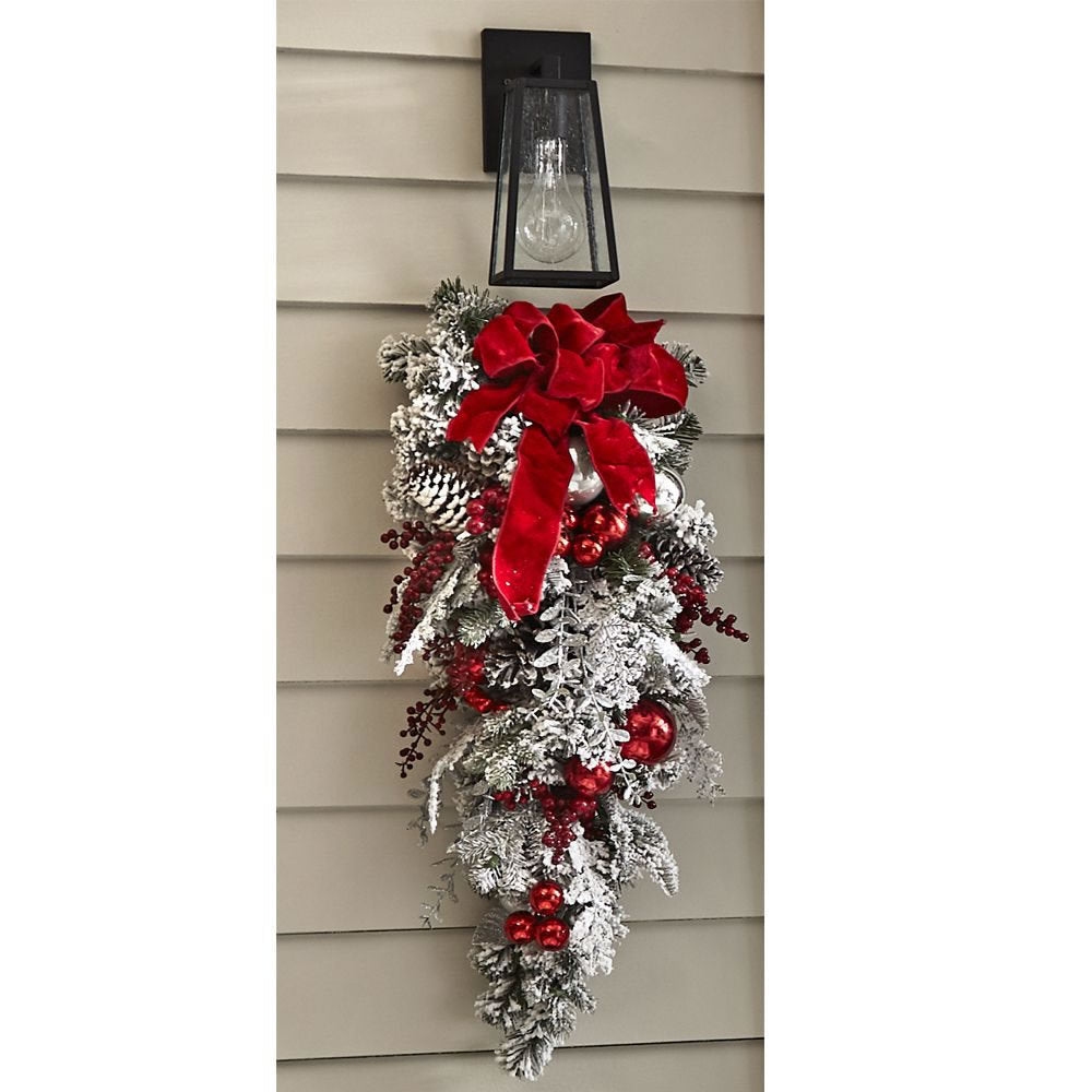 Premium Red Flocking Christmas Wreath