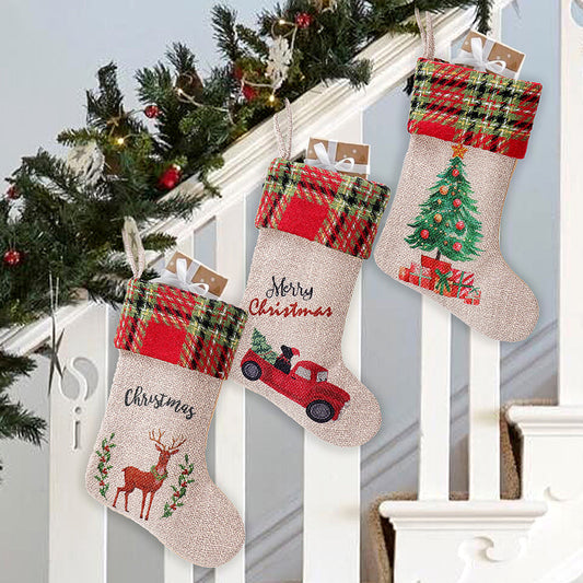 Christmas Linen Stockings Set