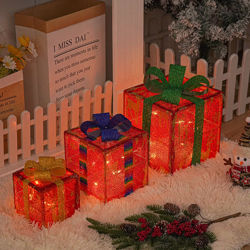 Lighted Outdoor Christmas Gift Boxes Set