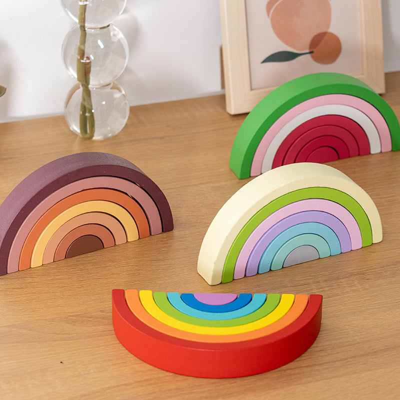 Rainbow Wooden Block Puzzle Set