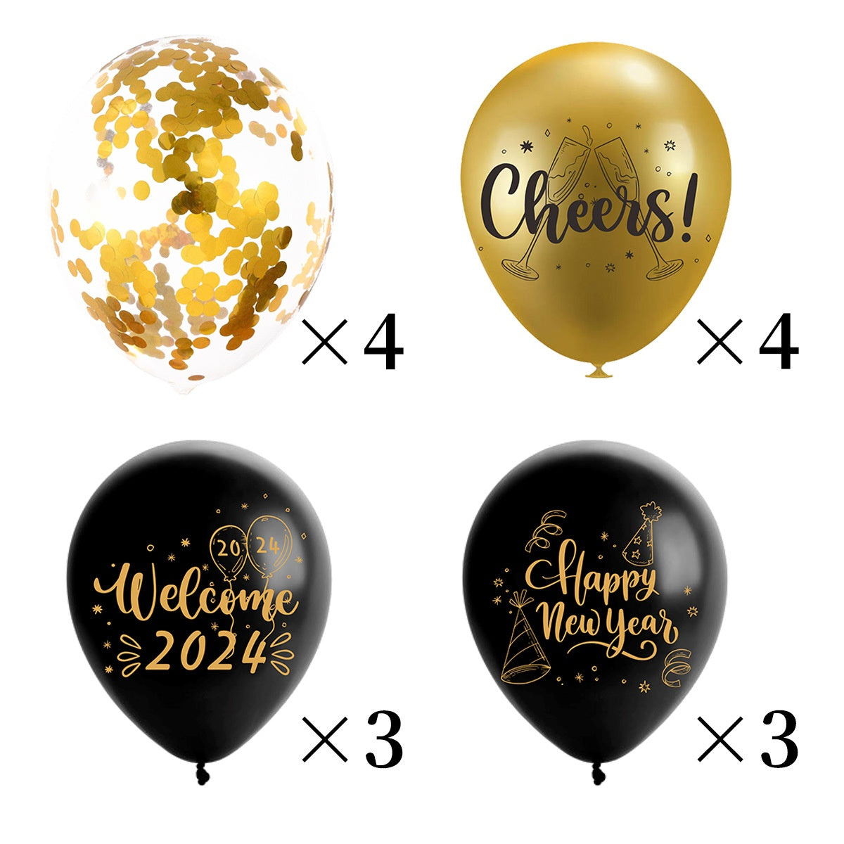 Black Gold Sequins Balloon Set