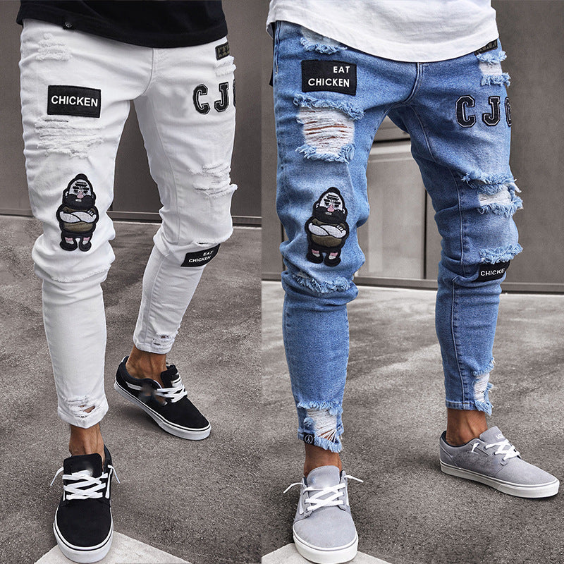 High-End White Denim Men's Jeans