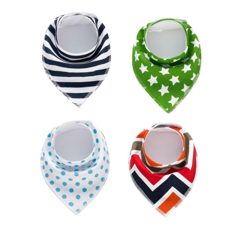 4Pcs Baby Bibs Set - Arrow Wave Triangle Print